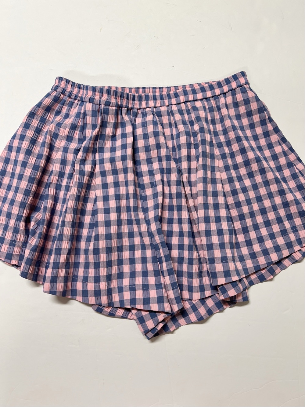 Darling Loungewear Womens Pink Periwinkle Gingham Check Skirted Shorts Size M